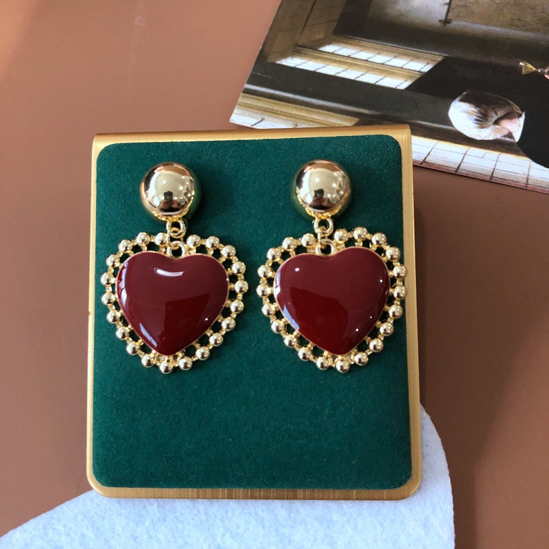 Wholesale Vintage Enamel Gem Diamond Alloy Earrings